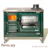 Плита Hergom Deva II 100 с центральным отоплением зеленая, отделка хром, чугун фото