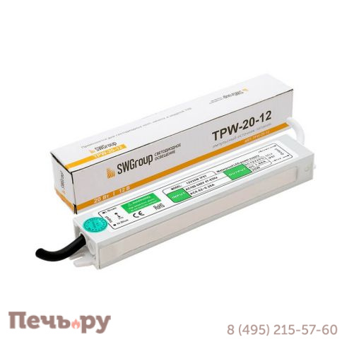 Блок питания SWG для светодиодной ленты 12 В 20 Вт (TPW-20-12) фото