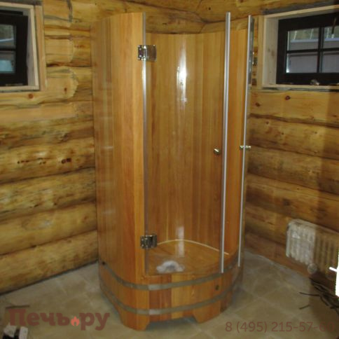 Душевая кабина BentWood из дерева со стеклянными дверцами, 0,95Х1,2 H=2,0, лиственница, толщина - 28 мм. фото 7