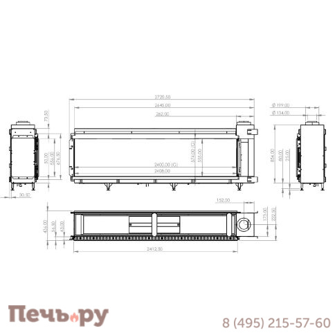 Газовый камин Milafire MF 2500/60 фото 2