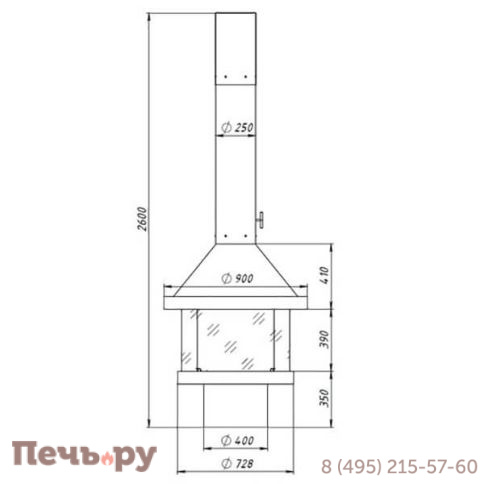 Камин Fabrica Nametkin N-1 без стекла, столешница-камушки фото 2