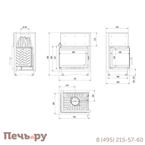 Каминная топка Kratki Zuzia/Eco/L/BS/Deco фото 6