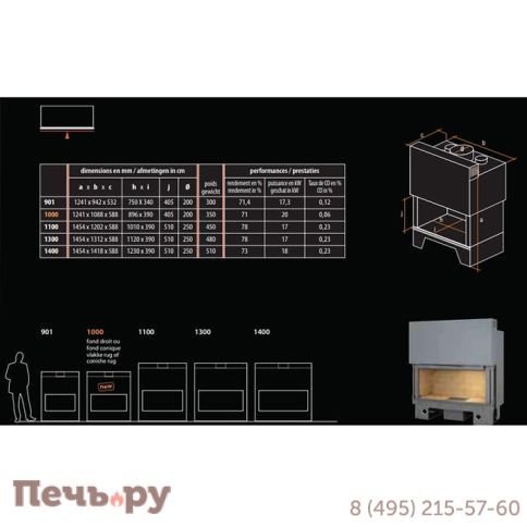 Каминная топка Totem Horizon 1000 Straight Back фото 5