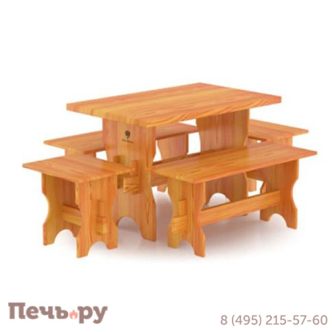 Комплект мебели BentWood (стол, скамейки) - 6 чел., лиственница фото