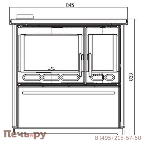 Печь камин Plamen 850 Glas красная, труба слева фото 4