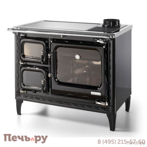 Плита Hergom Deva II 100 с центральным отоплением черная, отделка хром, керамика фото