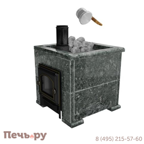 Премиальная банная печь НМК Сибирь-25 без ВТК в облицовке Оптима пироксенит фото