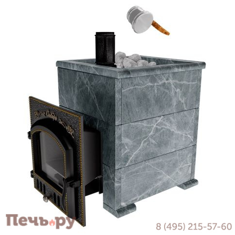 Премиальная банная печь НМК Сибирь-25 (дверка 545х545) в облицовке Оптима талькомагнезит фото 2