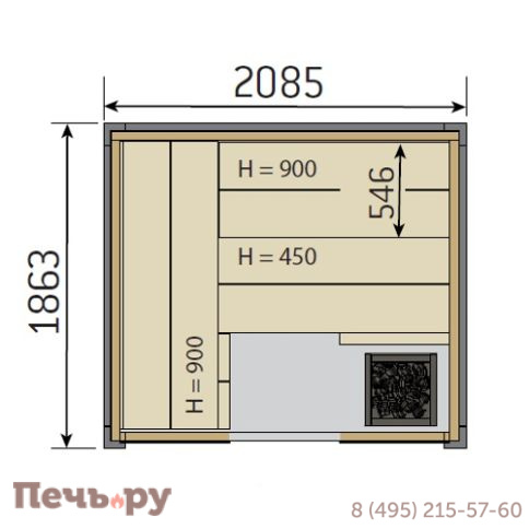 Сауна Harvia Solide Indoor S2119LD ель с печью Virta HL110 фото 2